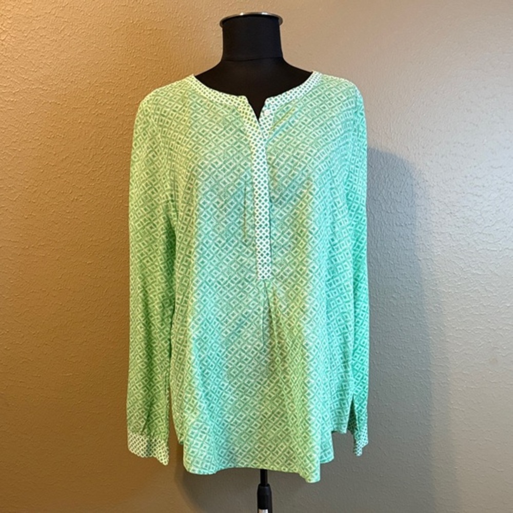 Joie Emerald Diamond Pattern Blouse